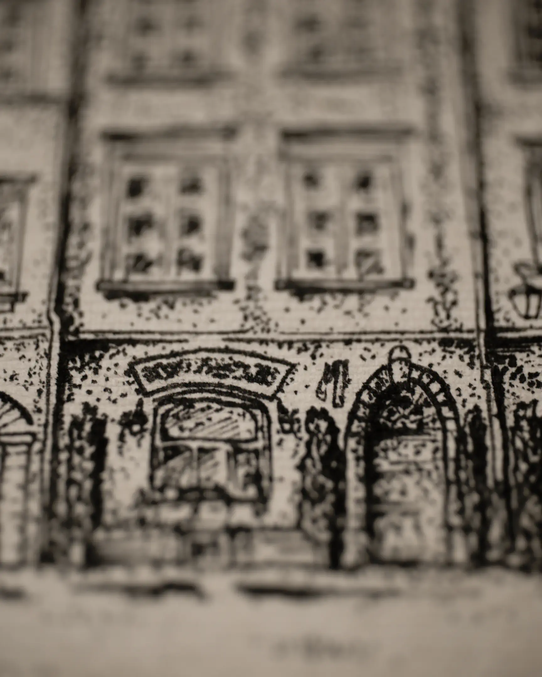 Vselenskyi’s ink sketches radiate a unique warmth, skillfully conveyed through a richness of texture and deliberately soft, "living" lines. Deep shadows and surfaces where ghostly light barely touches create an atmosphere of solitude and profound inner peace.
