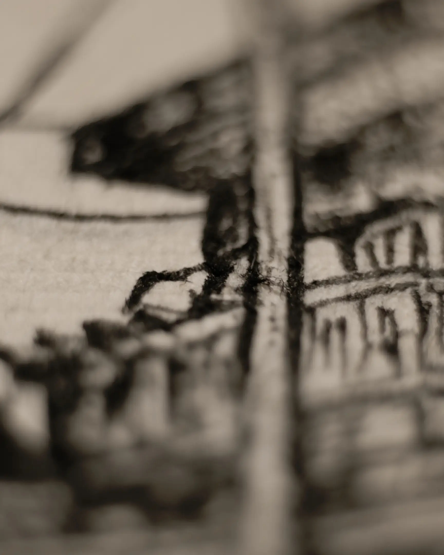 The textured paper chosen by the artist enters into an organic union with the ink, giving birth to a complex surface. Through these "sweet imperfections," Vselenskyi transmits a profound thought about the true beauty of life, which lies not in sterile smoothness, but in honest flaws and the warmth of manual labor.